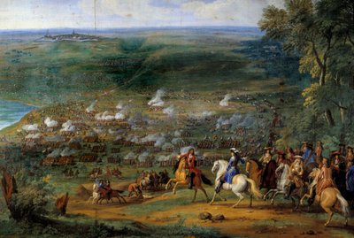 Dreißigjähriger Krieg: „Ansicht der Schlacht von Rocroy (Rocroi) am 19.05.1643 zwischen den französischen Truppen des Herzogs von Enghien und den spanischen Truppen von Francisco de Melo“ (Detail) Gemälde von Sauveur Le Conte (1659-1694) von Sauveur Le Conte