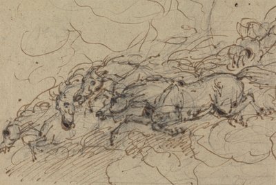 Vier galoppierende Pferde: (?) eine mythologische Studie, möglicherweise für Phaetons Wagen von Sawrey Gilpin