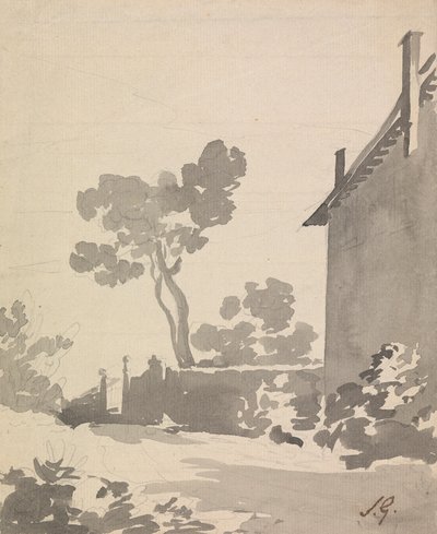 Gartenansicht von der Seite eines Hauses von Sawrey Gilpin