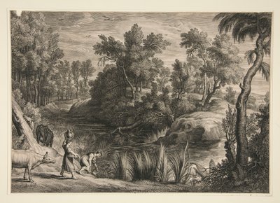 Zwei Frauen holen Wasser aus einem Bach von Schelte Adams Bolswert