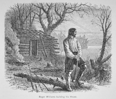 Roger Williams baut eine Hütte am Seekonk River von School American