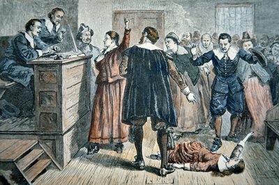 Hexen von Salem - ein verzaubertes Mädchen bei einem Prozess im Jahr 1692 von School American