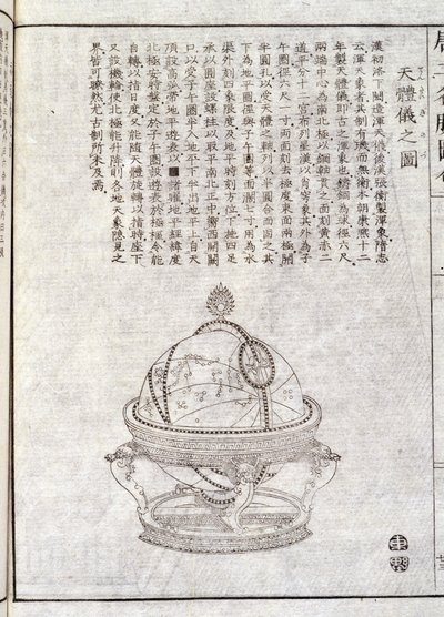Erdglobus - Chinesisches Dokument. Anonyme Gravur. Sammlung Selva. von School Chinese