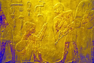 Altes Ägypten, Wandmalerei, Mastaba/Grab des Ti, Saqqara, 5. Dynastie, Handel mit Waren auf dem Markt von School Egyptian