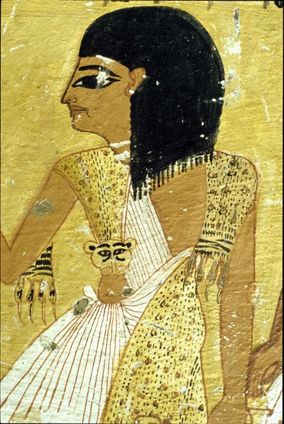 Altes Ägypten, Wandmalerei Grab von Inherkhau, Theben, Grab der Adligen, 20. Dynastie, Inherkhau trägt Leopardenfell von School Egyptian