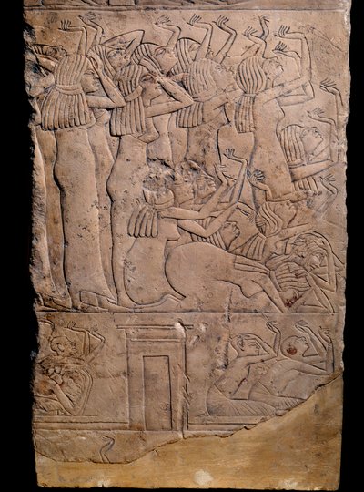 Ägyptische Antike: memphitisches Grab von Horemheb in Saqqarah (Sakkarah oder Saqqara), Relief: Weinen bei der Beerdigung von Horemheb. 18. Dynastie (ca. 1550-1295 v. Chr.) von School Egyptian