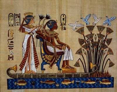 Ägyptische Antiquität: der Pharao und seine Frau im Papyrus, Neues Reich von School Egyptian
