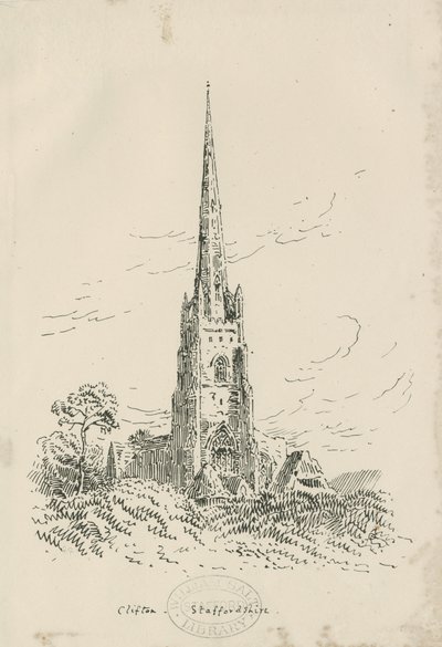 Clifton Campville Church: Lithographie, nd [?ca. 1870] (Druck) von School English