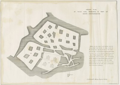 Dudley - Bergbauarbeiten (Lithographie) von School English