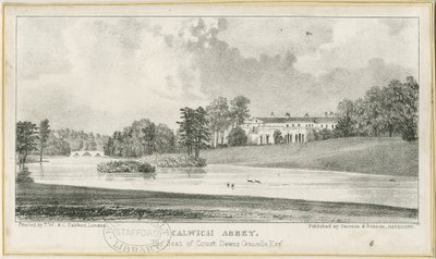 Ellastone - Calwich Abtei (Lithographie) von School English