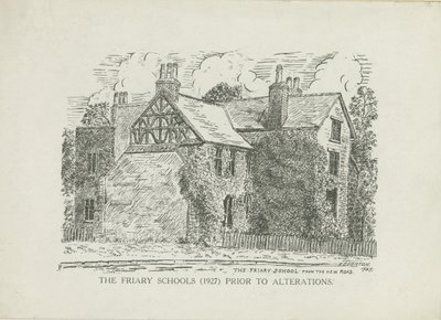 Lichfield - Friary Schools: Liniengravur von School English