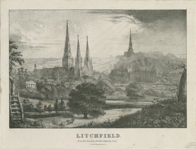 Lichfield - Nordwestansicht: Lithographie, undatiert [?19. Jh.] (Druck) von School English