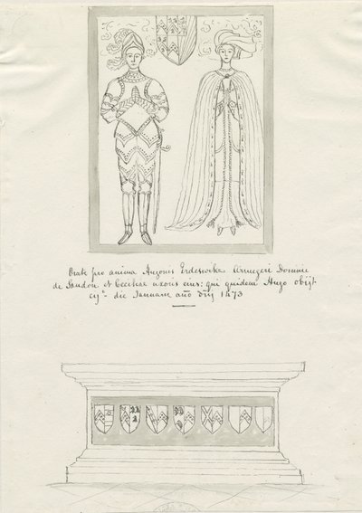 Sandon Kirche - Grab von Hugh Erdeswicke und Cecilia [Bassett] von School English