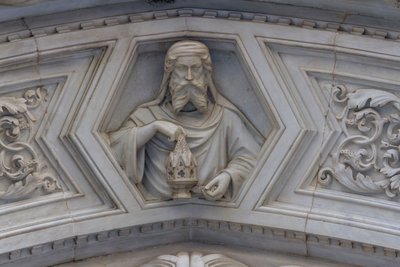 Christus (Detail) vom Relief um das Seitenportal, Kathedrale Santa Maria del Fiore, Florenz (UNESCO-Welterbeliste) von School Florentine