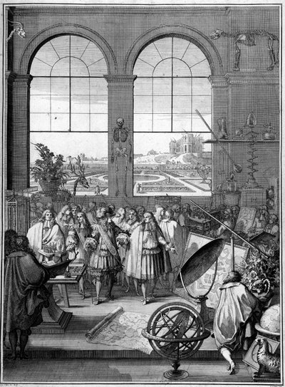 Allegorie der Wissenschaft (Ludwig XIV. besucht die Wissenschaft, 2. Ebene, Pariser Observatorium) von School French
