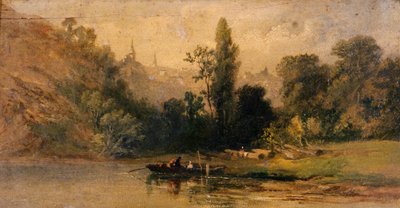 Dinan vom Fluss, ca. 1800 von School French