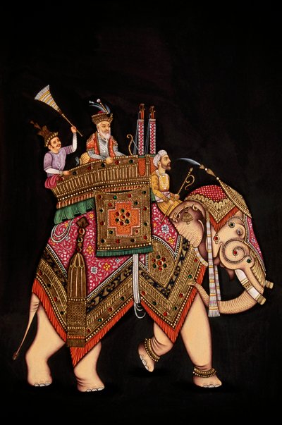 Miniaturmalerei von Kaiser Shah Jahan auf Papier von School Indian