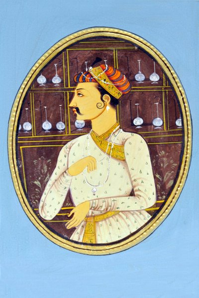Miniaturmalerei des Mogulkaisers Akbar Indien Asien von School Indian