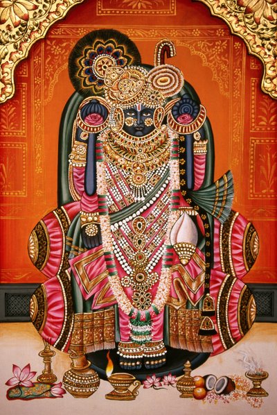 Shri Bankey Bihari, Miniaturmalerei, Vrindavan, Mathura, Indien von School Indian