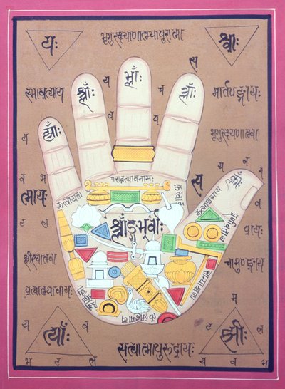 Tantrisches Diagramm der linken Hand von School Indian