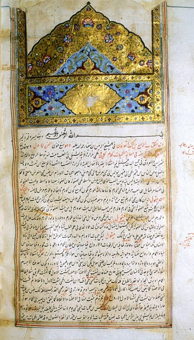 Seite aus dem Kanon der Medizin (al-Qānūn fī aṭ-Ṭibb) von Avicenna von School Iranian