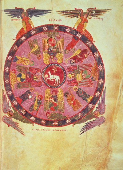 Ms. M. 644 f.87 Offenbarung 4:4 Anbetung des Lammes durch die vierundzwanzig Ältesten, Kopie aus dem 