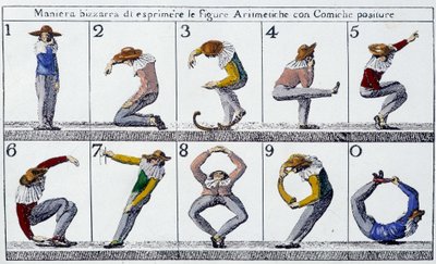 Seltsame Art, Figuren mit komischen Posen auszudrücken - Italienisches Dokument, n.d. von School Italian