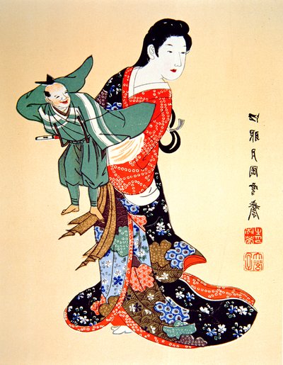 Kultur des alten Japan - ein Bunraku-Puppenspieler von School Japanese