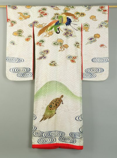 Uchikake Hochzeitsrobe mit Kranich und Schildkröte von School Japanese