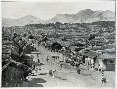 Ansicht der Hauptstraße von Seoul, Hauptstadt von Korea im 19. Jahrhundert von School Korean