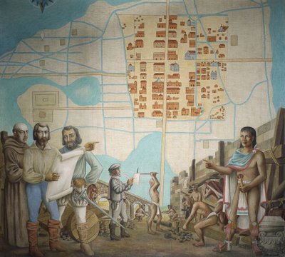 Drei Männer in einer Konstruktion, Mexiko-Stadt, Mexiko von School Mexican