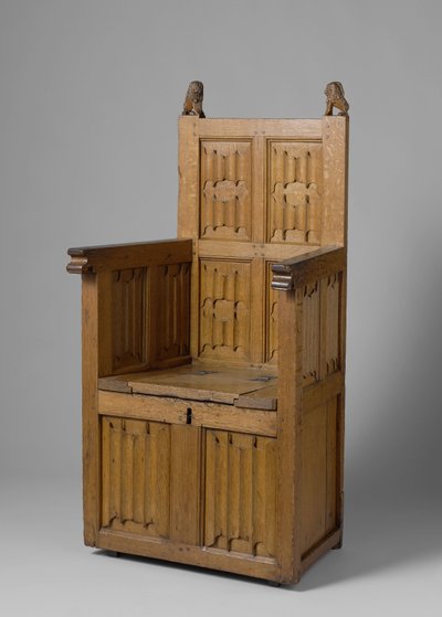Sessel mit kastenförmigem Sockel, verziert mit Buchstabenfeld und schildtragenden Löwen von School Netherlandish