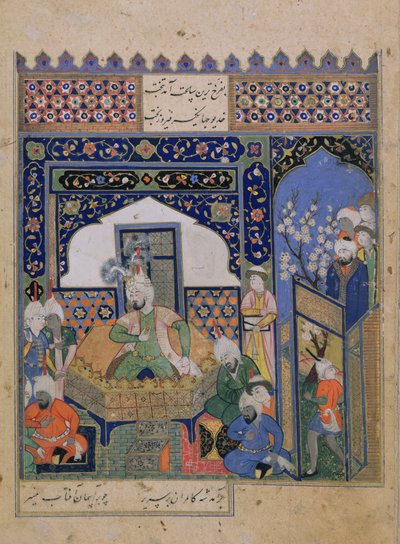 Or.2838 f.20v Timur auf dem Thron in Balkh, Persisch von School Persian