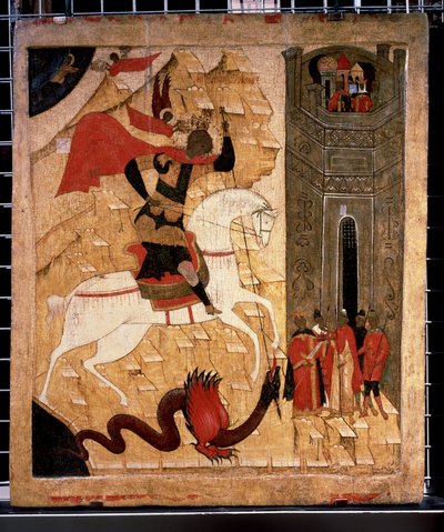 Darstellung des heiligen Georg und des Drachen von School Russian