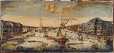 Blick auf die Ufer der Newa (Sankt Petersburg) von School Russian