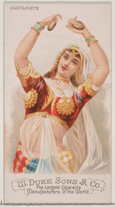 Kastagnetten, aus der Serie Musikinstrumente N82 für Duke-Zigaretten, 1888 von Schumacher and Ettlinger