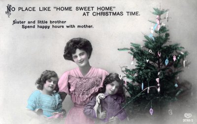 Kein Ort wie Zuhause zu Weihnachten, Grußkarte, ca. 1900-1919 von Schwerdffeger and Co