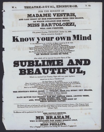 Theaterprogramm für das Theatre Royal, Edinburgh von Scottish School
