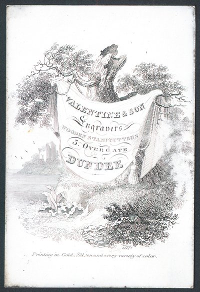 Valentine & Son, Graveure und Holzstempelschneider, Visitenkarte von Scottish School