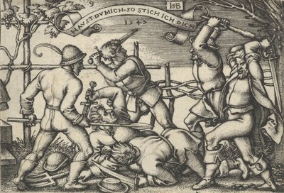 Bauernschlägerei, aus Das Bauernfest oder die zwölf Monate, 1547 von Sebald Beham