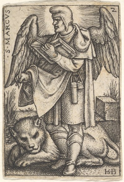 Tafel 2: Heiliger Markus, sein Kopf im Profil nach links gedreht, mit einem offenen Buch in seiner rechten Hand, 1541 von Sebald Beham