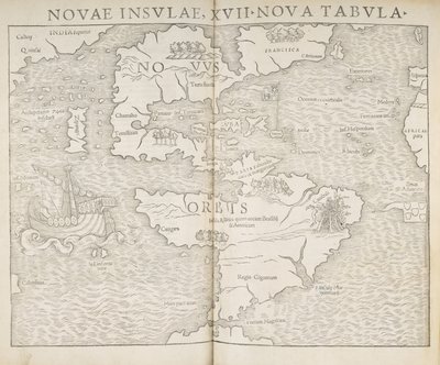 Karte von Nordamerika, Novae insulae, XVII nova tabula, Sebastian Munster von Sebastian Munster