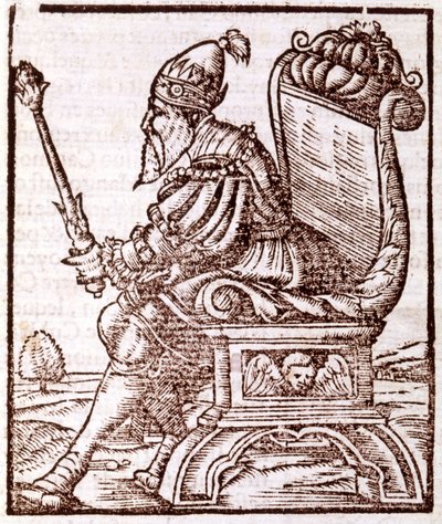 Qubilai (Kubilai Khan, erster Kaiser der mongolischen Yuan-Dynastie (1215-1294) - in „Cosmographia“ von S. Munster. Paris von Sebastian Munster