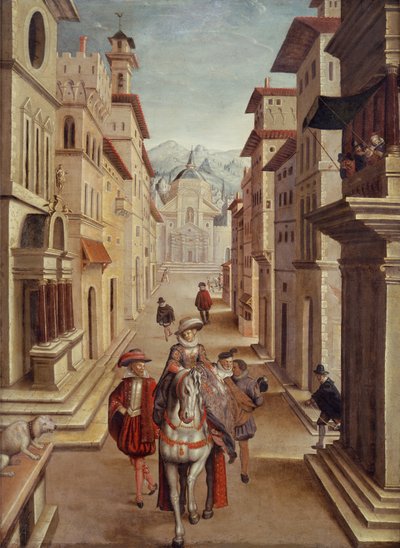 Elegante Figuren in einer italienischen Renaissance-Straße von Sebastian Vrancx