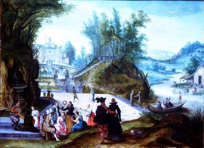 Die Monate Mai und Juni mit einer Capriccio-Ansicht der Villa Borghese von Sebastian Vrancx