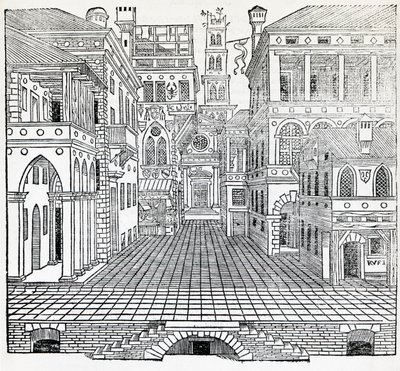 Magische Szene (theatralisches Bühnenbild von Sebastiano Serlio) von Sebastiano Serlio