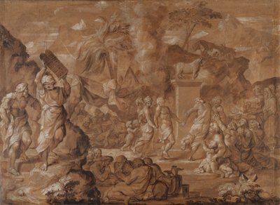 Die Israeliten tanzen um das Goldene Kalb von Sébastien Bourdon