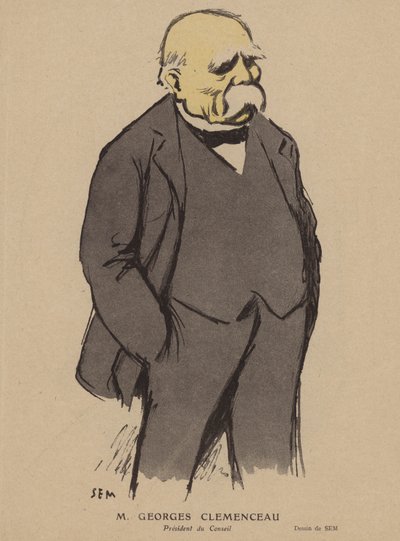 Georges Clemenceau, französischer Politiker (Farblithografie) von Sem
