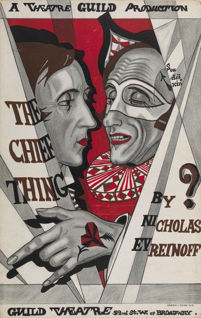 Plakat für Das Hauptding, Stück von Nikolai Evreinov von Sergei Yurievich Sudeykin