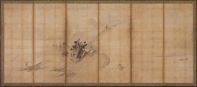 Landschaft: Hügel und Gebäude, Muromachi-Periode, Mitte bis Ende 16. Jahrhundert von Sesson Shukei